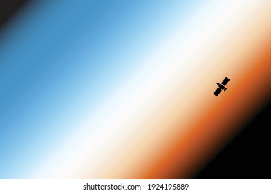 Vector de ilustración: Satélite aislado en el fondo espacial