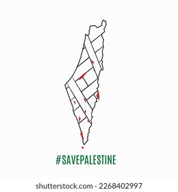 illustration vector of save palestine,palestine mapt with bandage perfect for print,etc