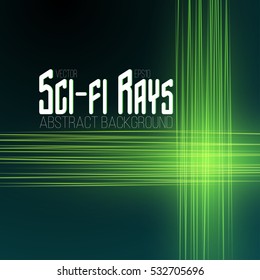 Illustration of Vector Sci-Fi Rays. Sci-Fi Rays Abstract Background. Sci-Fi Rays EPS10. Green Rays.