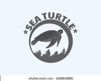 illustration vector of sea turtle on white background . sea animal logo nice for conservation 