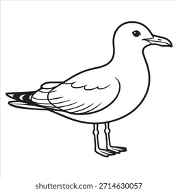 Vector de ilustración de un diseño de arte de línea de gaviota