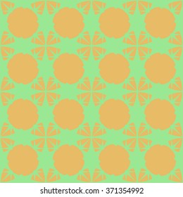 Illustration vector seamless abstract orange pattern on a green background.