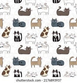 Illustration vector of seamless cute cat perfect to pruduct gift warp, wallpaper and decoration paper