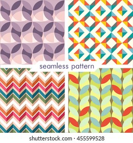 illustration vector seamless geometric pattern in retro style set 13