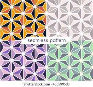 illustration vector seamless geometric pattern in retro style set 12