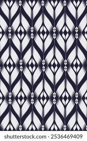 Illustration vector seamless hand drawing vintage Ethnic abstract ikat art. Native geometric fabric ethnic pattern. Oriental background, Design for fabric, carpet, wallpaper, wrapping paper.
