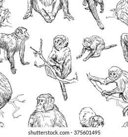 Illustration in vector. Seamless pattern with monkey