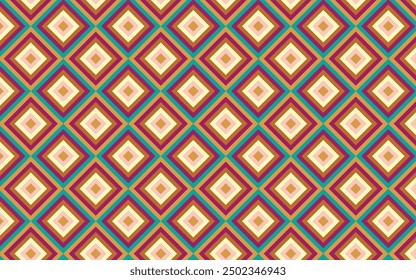 Illustration vector seamless pattern mosaic retro pink, orange, green color.