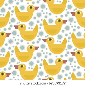 Illustration vector seamless pattern with rubber douche for bath, sponge for body, soap and soap bubbles.