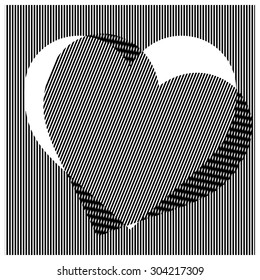 illustration vector seamless vertical straight stripes pattern with heart shape.