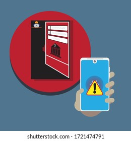 Illustration vector: Security vulnerability on mobile device especially while using mobile banking