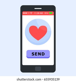 illustration vector of sending emoticon or sticker from creator on mobile phone as concept. flat cartoon design