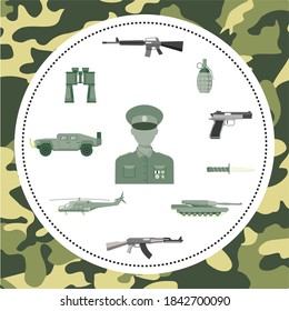 Conjunto de vectores de ilustración del ejército