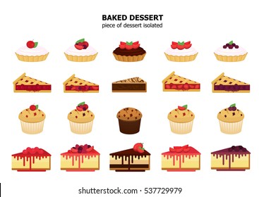 Illustration vector set of baked dessert.