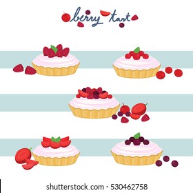 Illustration vector set of berry tart.