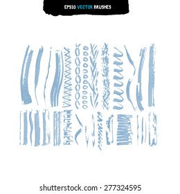 Illustration vector set of brush light watercolor ink collection strokes