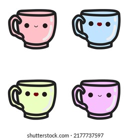 Illustration vector set of cute cups