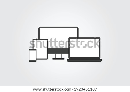 Illustration vector: Set of gadget included desktop, laptop, tablet and smartphone isolated