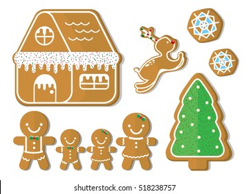 Illustration vector set of gingerbread on Christmas theme.