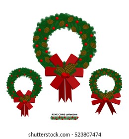 Illustration vector set of pine wreath.
