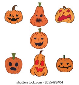 Illustration vector set of pumpkins Halloween