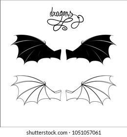 illustration vector set wings, vector illustration dragon flying