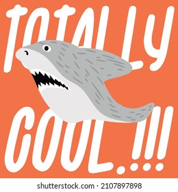 Illustration vector shark with text and background