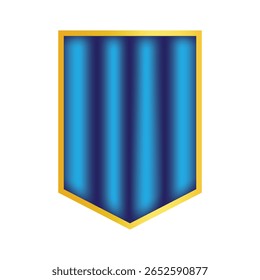 illustration of a vector shield with a gold frame and blue vertical gradient stripes, evoking themes of protection, strength, and modern design aesthetics.