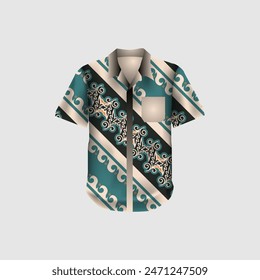Illustration vector short sleeve batik shirt template