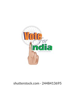 illustration vector Of Showing Voting Finger With Electronic Voting Machine, indian trycolor flag,  vote for india.National Voters day of India Poster design.