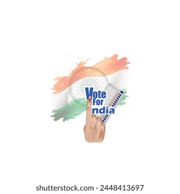 illustration vector Of Showing Voting Finger With Electronic Voting Machine, indian trycolor flag,  vote for india.National Voters day of India Poster design.