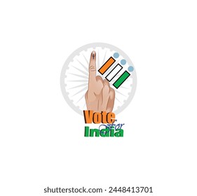 illustration vector Of Showing Voting Finger With Electronic Voting Machine, indian trycolor flag,  vote for india.National Voters day of India Poster design.