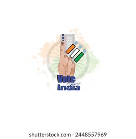 illustration vector Of Showing Voting Finger With Electronic Voting Machine, indian trycolor flag,  vote for india.National Voters day of India Poster design.