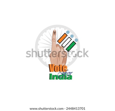 illustration vector Of Showing Voting Finger With Electronic Voting Machine, indian trycolor flag,  vote for india.National Voters day of India Poster design.