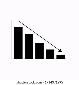 Illustration vector shows a black and white decrease graph