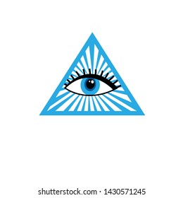 Illustration vector sign beautiful all-seeing eye isolated on white background.