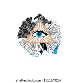Illustration vector sign beautiful all-seeing eye isolated on white background