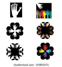 Illustration (vector) with signs of hands.