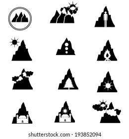Illustration (vector) with signs of mountain