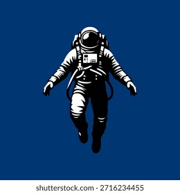 Ilustración Vector Silueta de astronauta flotando en el espacio