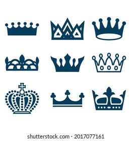 Illustration vector simple crown icon collection. Queens or kings crown vector logo