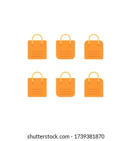 Illustration vector of six hand bag with flat design style,white background and brown color.Perfect for icon and illustration in website or application ecommerce.