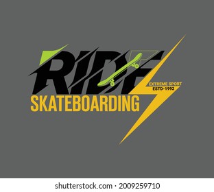 illustration vector of skateboard and skateboarding.  design plain background. Sport typography, t-shirt graphics, print, poster, stencil, banner, flyer, postcard
