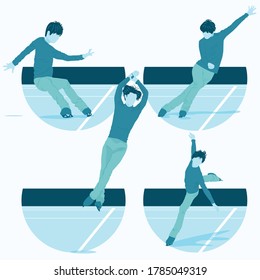 illustration vector of skating boy pose 