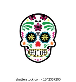 Illustration vector skull with color engraving in celebration of Dia de la muertos in Mexico