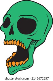 illustration vector of skull of green color