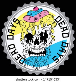 Illustration vector Skull with Icecream and Text.