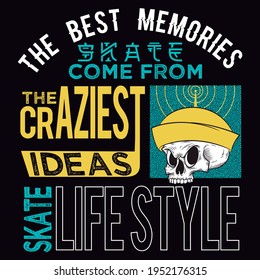 Illustration vector skull sailor with text and background for fashion design