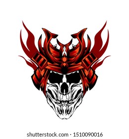 Illustration vector skull samurai or esport logo