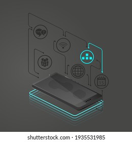 Illustration vector smartphone interface media icons.